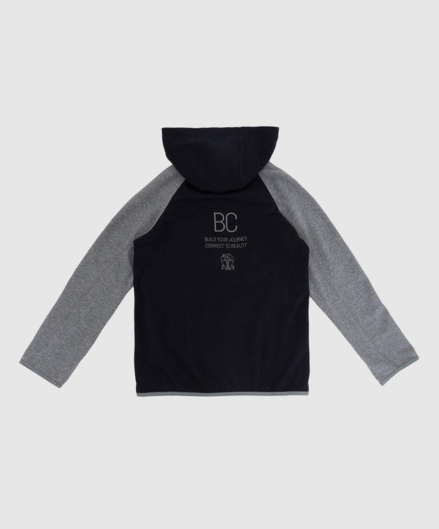 Brunello Cucinelli Детская темно-синяя спортивная кофта с принтом логотипа BD847E116C изображение 2