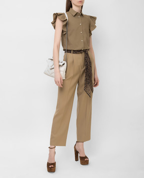 Saint Laurent Брюки из шерсти с шелковым поясом 648142Y7B73