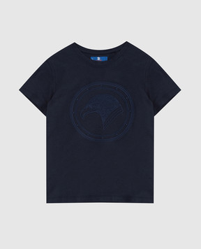Stefano Ricci Дитяча темно-синя футболка з вишивкою емблеми YNH8400010803