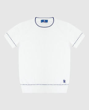 Stefano Ricci Дитяча біла футболка з вишивкою KY12010G10Y19250