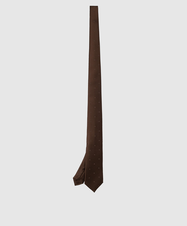 Stefano Ricci Дитячий шовковий коричневий краватку в візерунок YCCX74168 зображення 2
