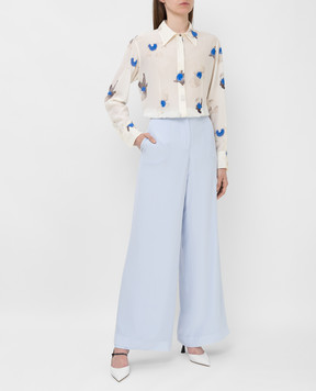 NINA RICCI Блакитні шовкові палаццо 21ECPA002SE0801
