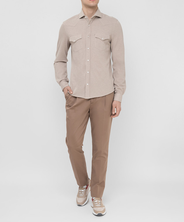 Brunello Cucinelli Бежевая рубашка M0T636666 изображение 2