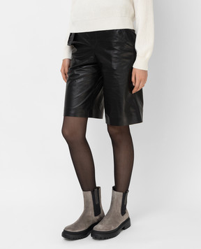 Brunello Cucinelli Кожаные шорты с высокой посадкой MPNBGP7722