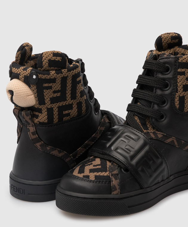 Fendi Детские кожаные ботинки с узором FF JMR371AEGP изображение 4