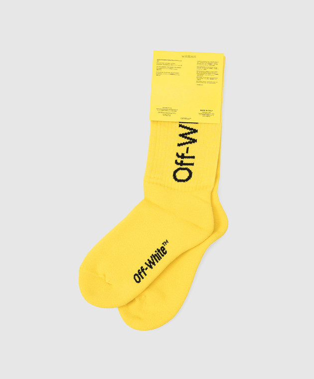 Off-White Детские желтые носки с узором логотипа OBRA001F21KNI001 изображение 2