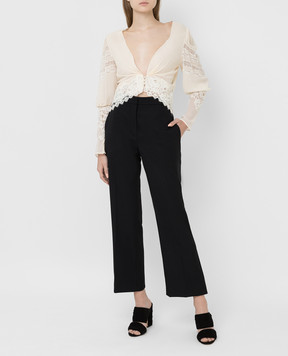 Ermanno Scervino Светло-бежевая блуза из шелка D282K710GET