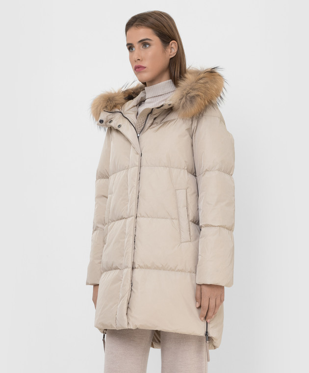 Max Mara Weekend - Светло-бежевая пуховая куртка Bembo с мехом