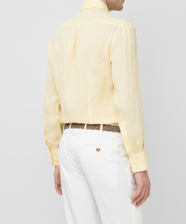 Brunello Cucinelli Желтая рубашка из льна MB6081718 изображение 4