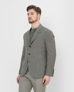 Brunello Cucinelli Блейзер из шелка и льна в полоску MW4397BND