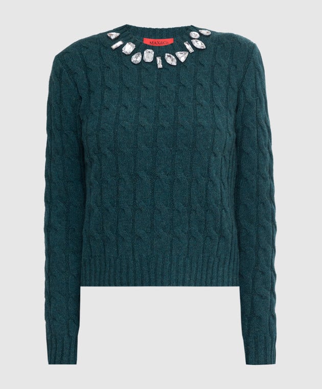 Max & Co Зеленый свитер Sceriffo из шерсти с кристаллами SCERIFFO