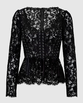 Dolce&Gabbana Чорна блуза з мережива F71V5TFLM9V