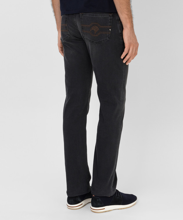 Stefano Ricci Темно-серые джинсы с вышивкой MST14S10100024 изображение 4