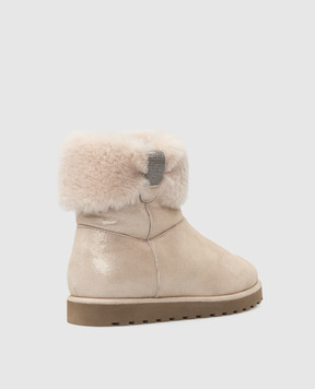 Brunello Cucinelli Дитячі чоботи на хутрі з ланцюжками BZMSM1G014