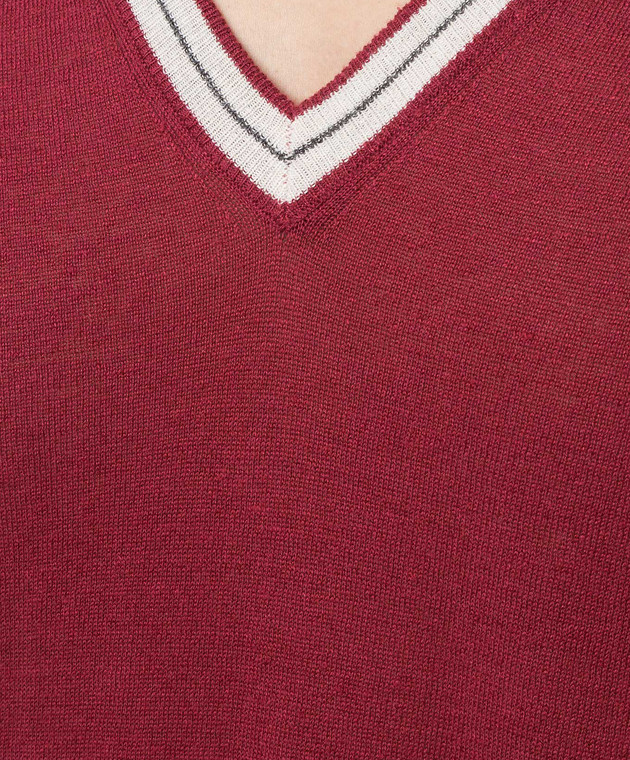 Brunello Cucinelli Бордовая футболка из льна M2L16102 изображение 5