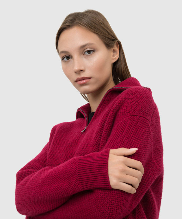 Loro Piana Малиновый свитер из кашемира в узор FAL9352 изображение 5