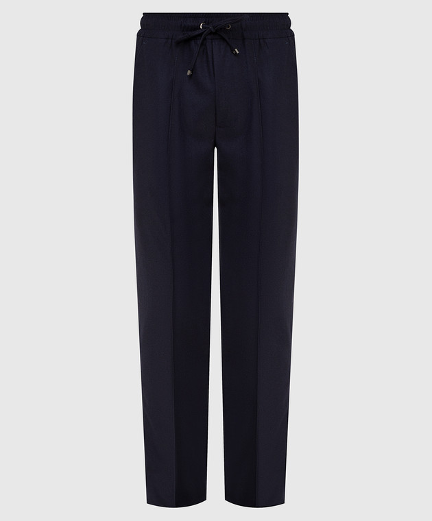 ISAIA Темно-синие брюки из шерсти с защипами PNAG0290360