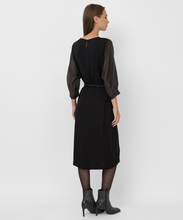 Peserico Черное платье миди с цепочками S02195AB1940 изображение 4