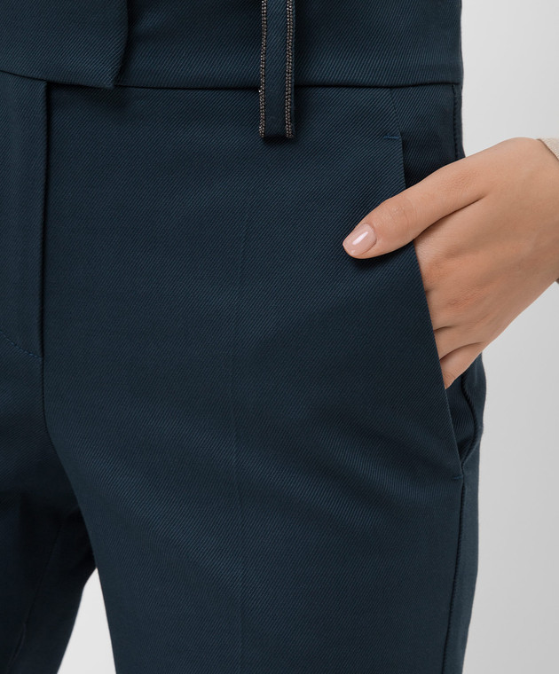 Brunello Cucinelli Темно-бірюзові брюки MP126P6963 зображення 5