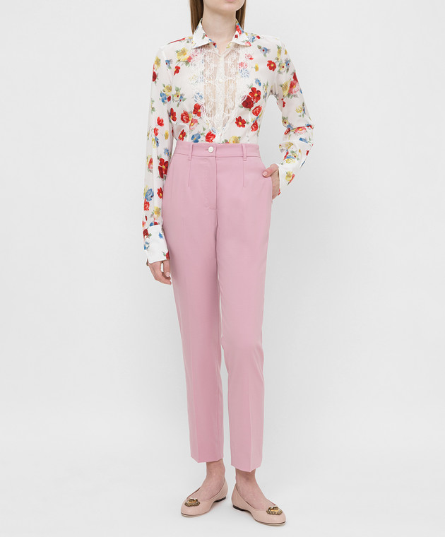 Dolce&Gabbana Розовые брюки из шерсти FTBPATFUBAJ изображение 2