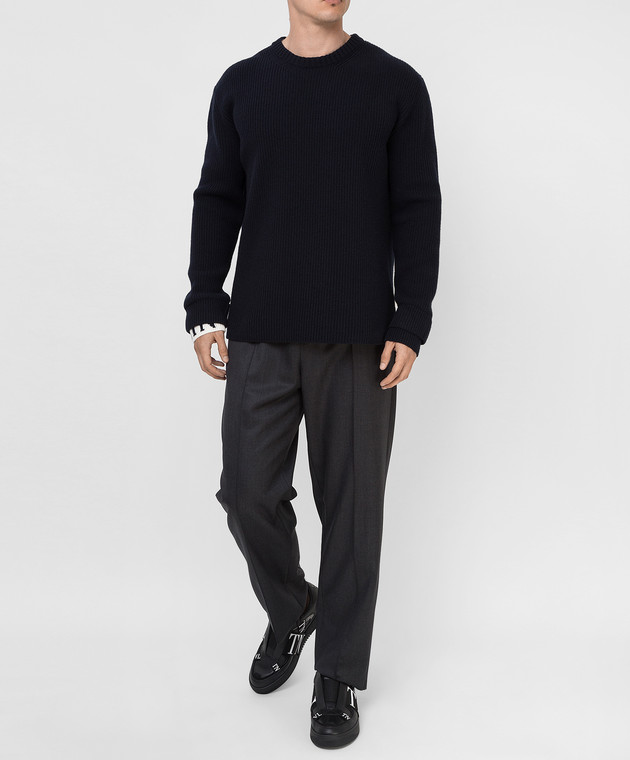 Valentino Сірі штани з вовни WV3RBG907CF зображення 2