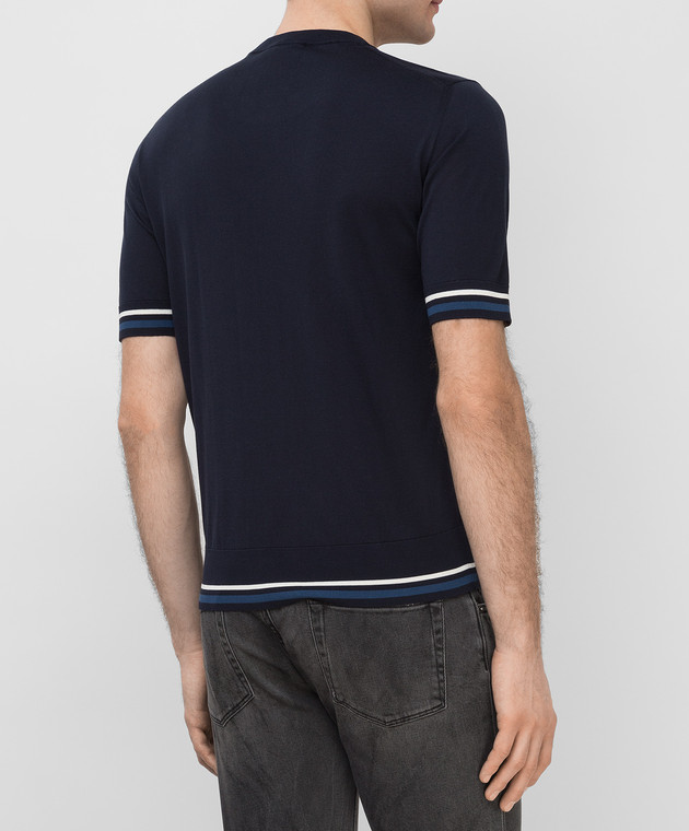 Dolce&Gabbana - Navy blue silk T-shirt GXA74TJASMB buy at Symbol