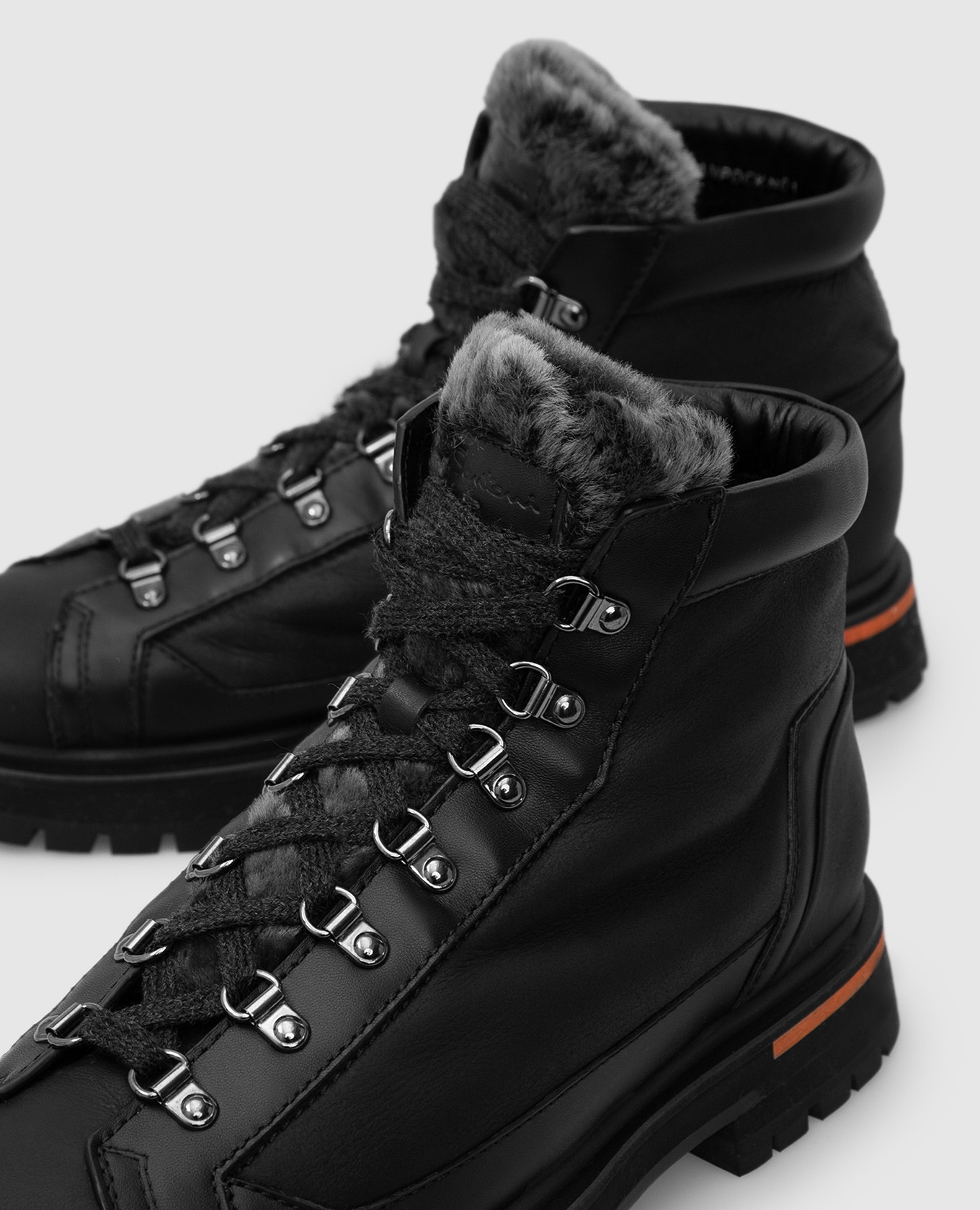 Santoni Черные кожаные ботинки на меху MBSN21590NANPDCK изображение 5