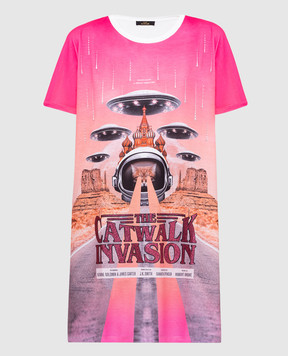 Twinset Подовжена футболка oversize з принтом і кристалами 211MT219A