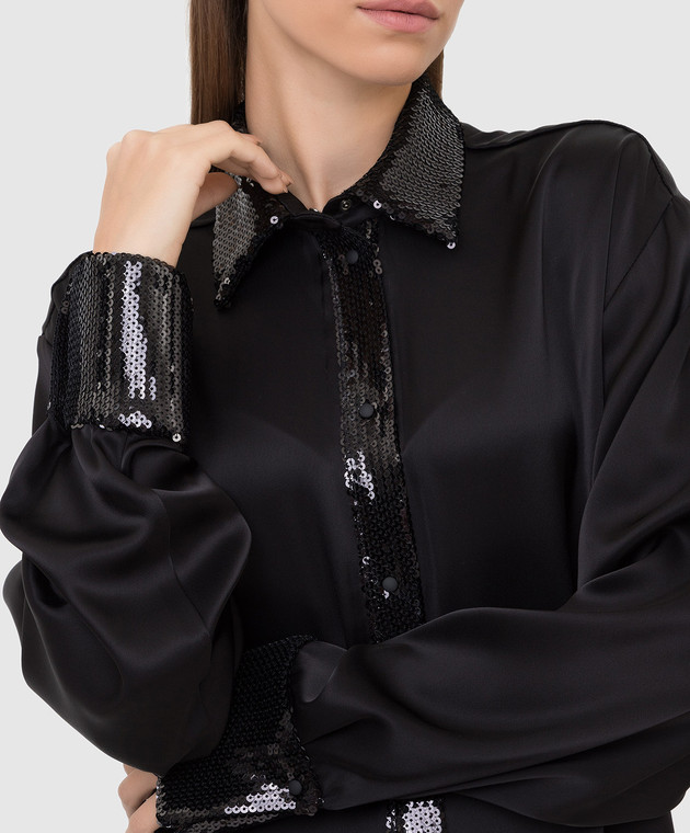 David Koma Черная блуза с пайетками AW21DK29TA изображение 5