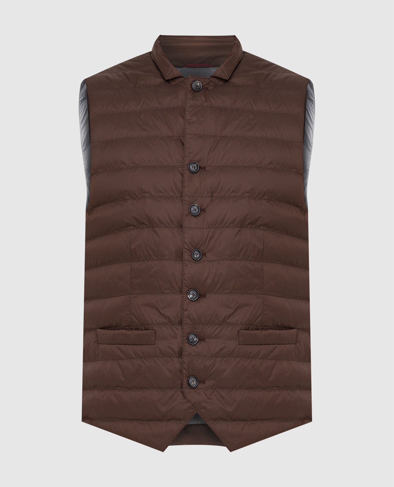 

Коричневый пуховой жилет Brunello Cucinelli, Жилеты