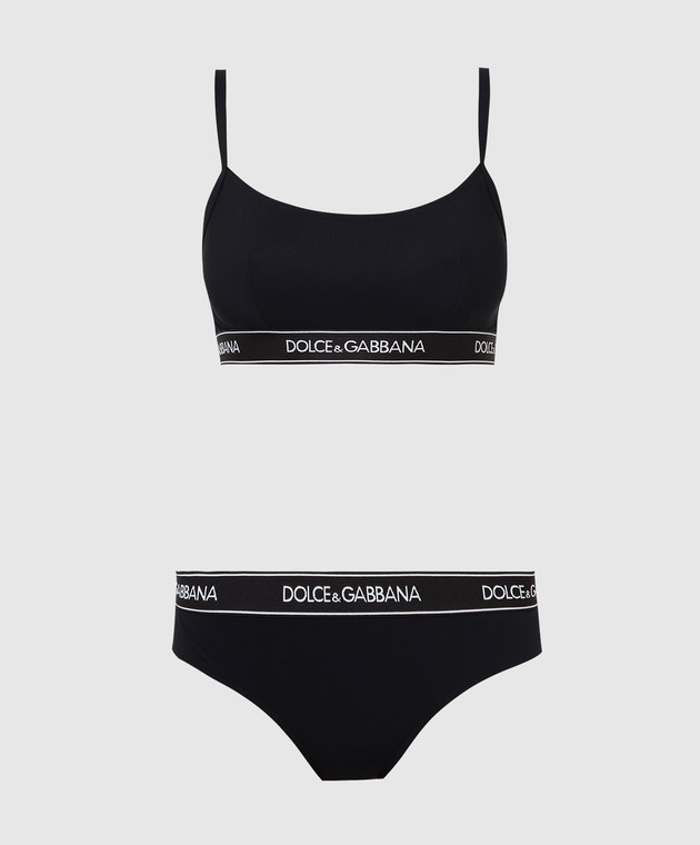 Dolce&Gabbana Черный купальник с узором логотипа O8A91JFUGA2