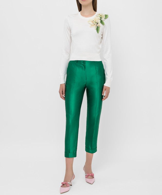 Dolce&Gabbana Зеленые брюки из шелка FTBDATFU1L5 изображение 2