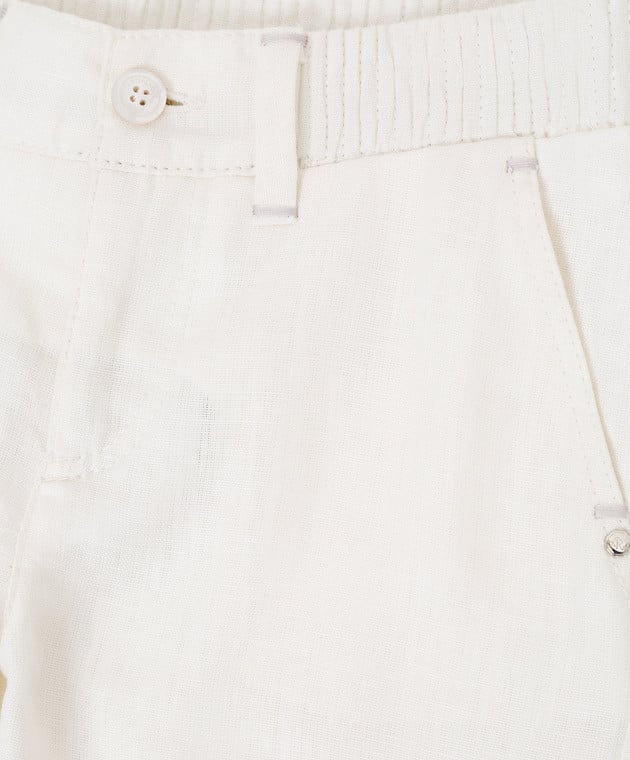 Stefano Ricci Детские белые льняные шорты Y8T1100040TLINO изображение 3