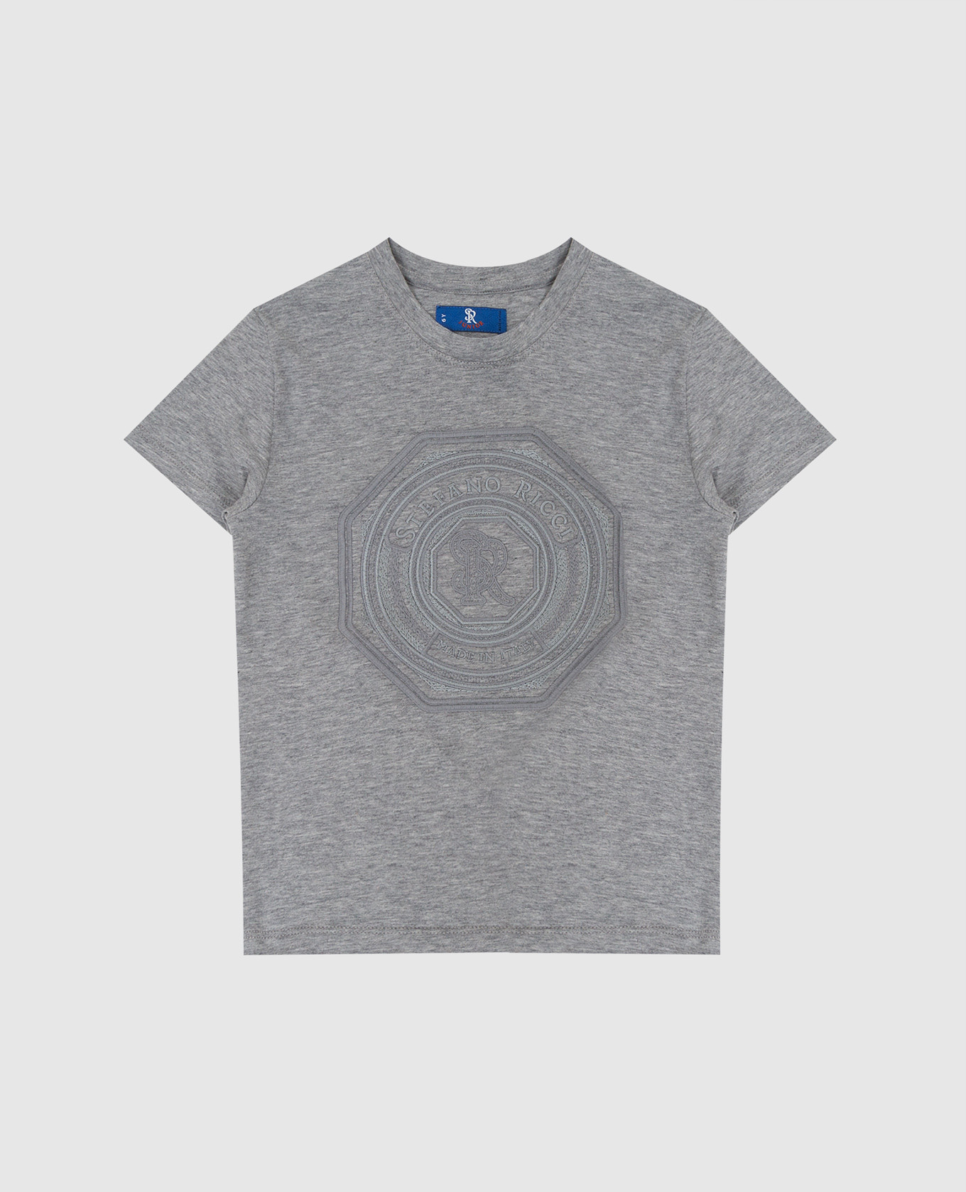 Children's light gray t-shirt with monogram embroidery