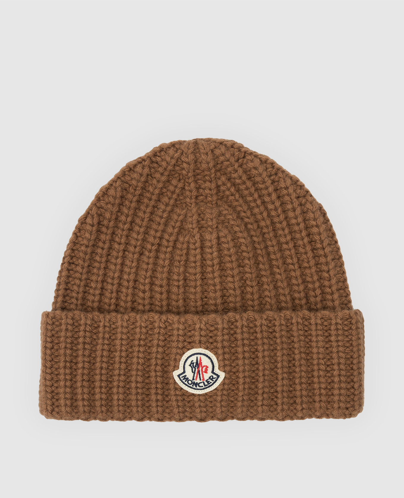 

Светло-коричневая шапка из вирджинской шерсти Moncler, Светло-коричневый, Шапки