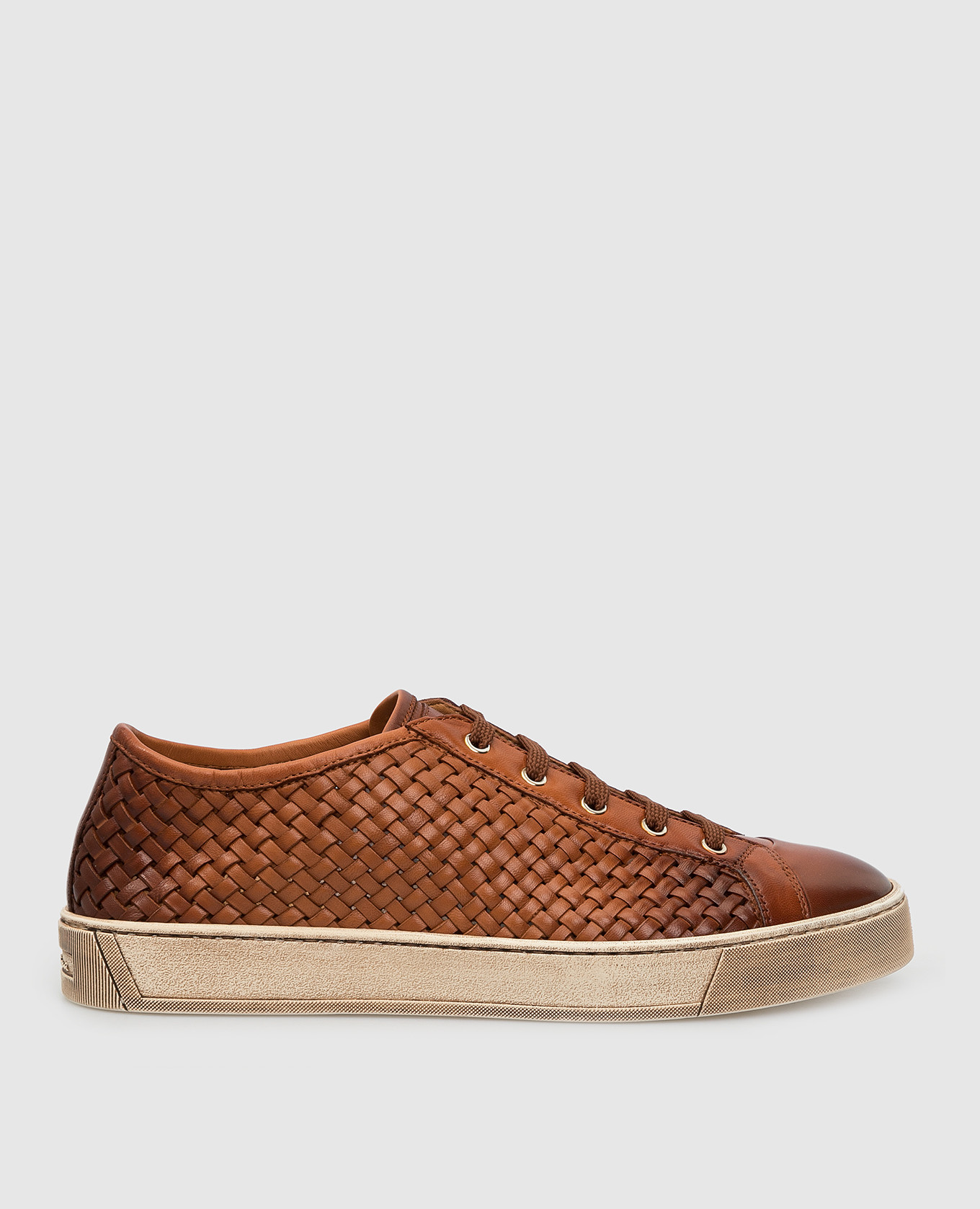 

Коричневые кожаные сникеры Santoni, Коричневый, Кроссовки