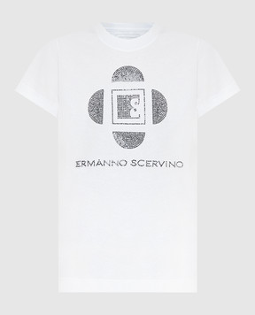 Ermanno Scervino Белая футболка с кристаллами D385L306CTUER