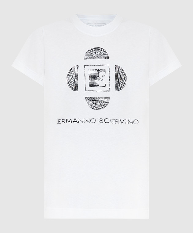 Ermanno Scervino Белая футболка с кристаллами D385L306CTUER