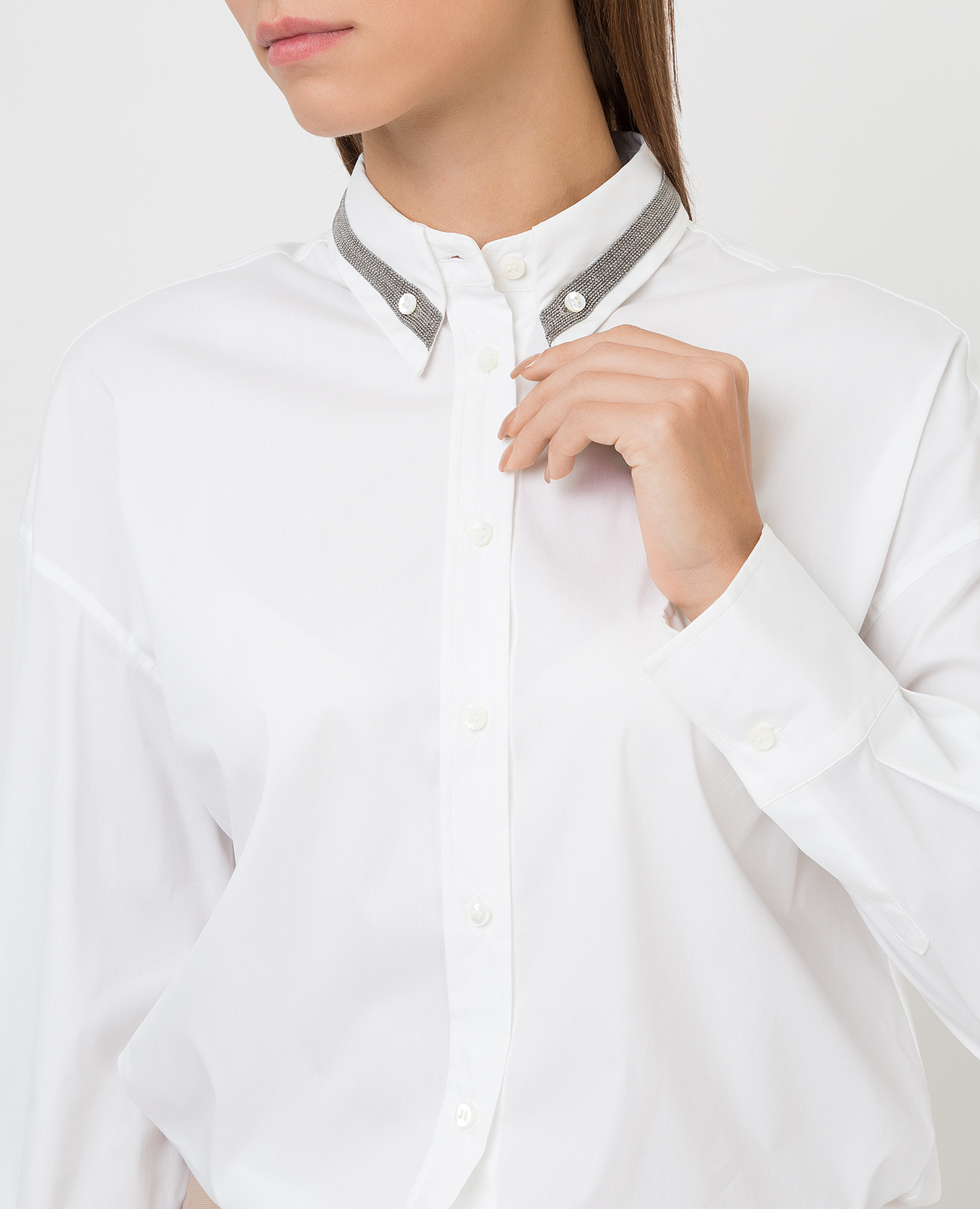 Brunello Cucinelli Белая рубашка с цепочками M0091RH516 изображение 5