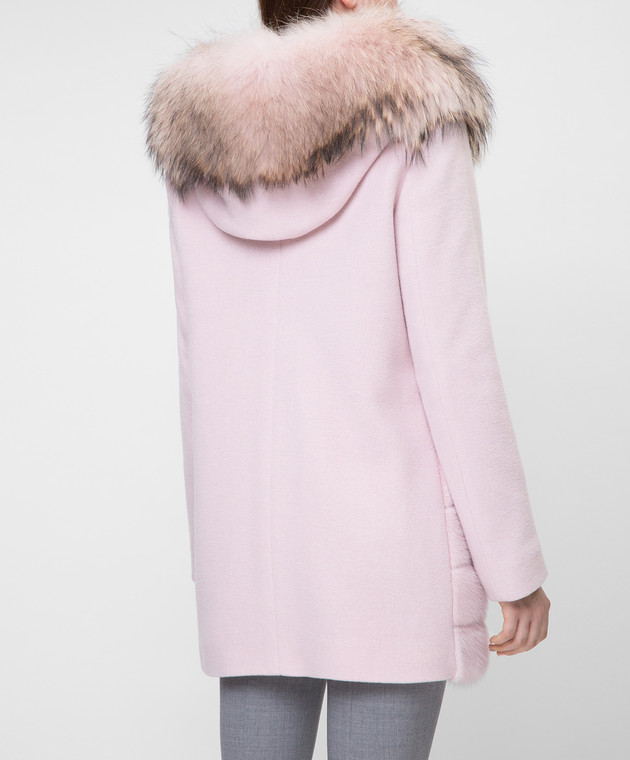 Real Furs House Рожеве пальто з хутром єнота 922RFH зображення 4
