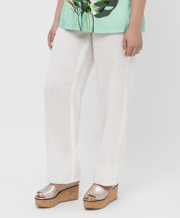 Marina Rinaldi Світло-бежеві штани з льону RIGOLI зображення 3