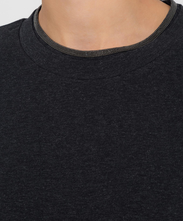 Brunello Cucinelli Темно-серая футболка с круглым вырезом M0T18BD200 изображение 5