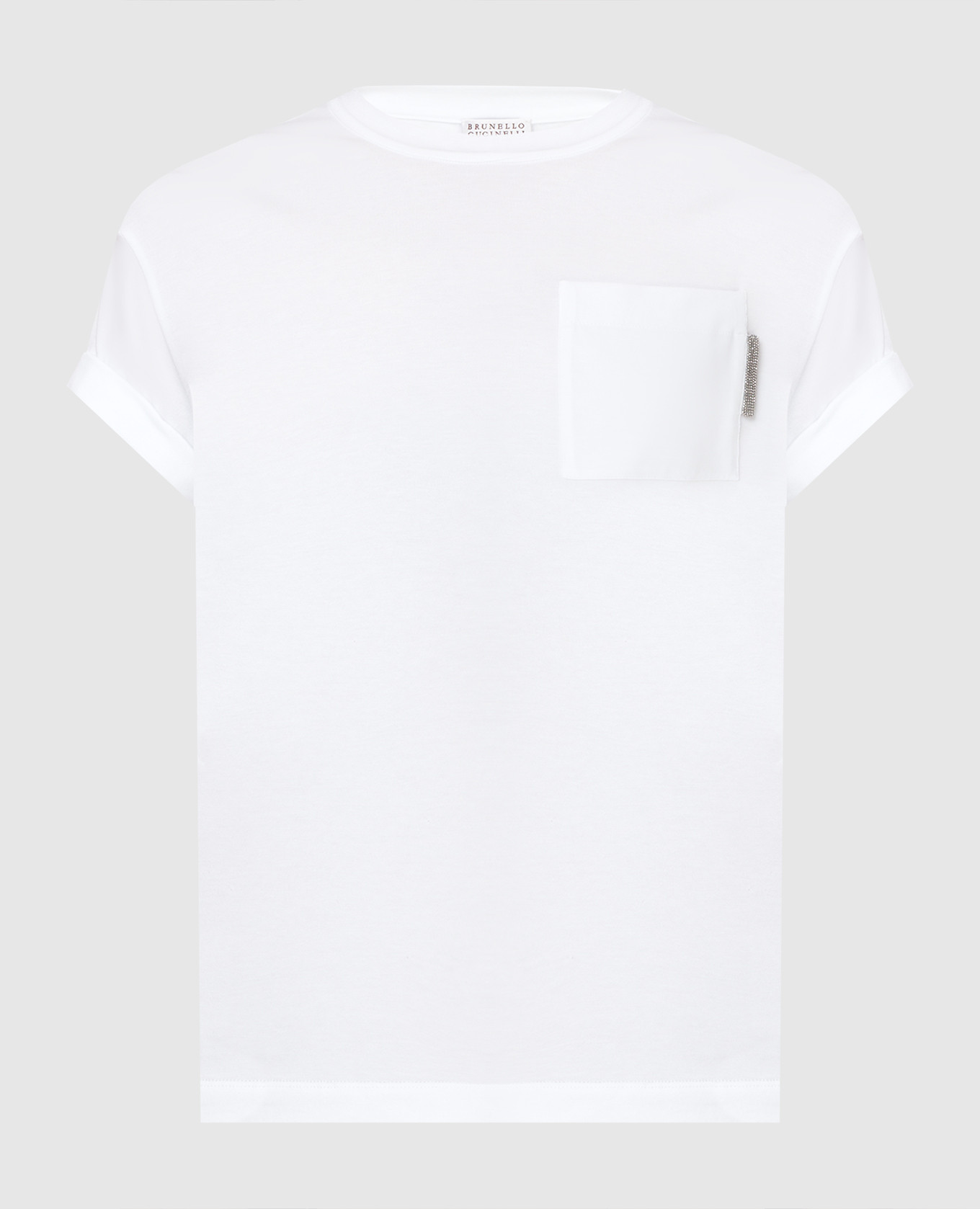 

Белая футболка с накладным карманом, Белый, Футболки