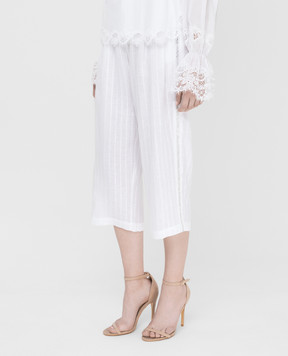 Ermanno Scervino Белые брюки из льна с кристаллами D362P302GYC