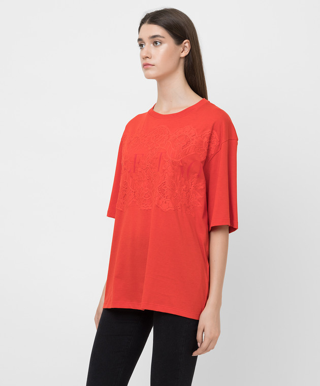 Valentino T-shirt with lace and logo WB3MG14W6K7 image 3