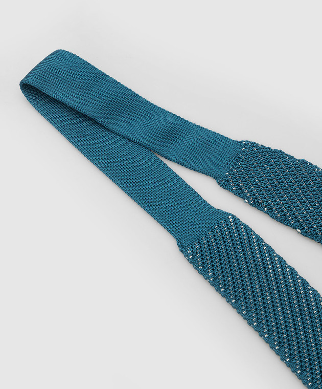 Stefano Ricci Дитячий бірюзовий шовковий галстук в візерунок YCRM3600SETA зображення 3