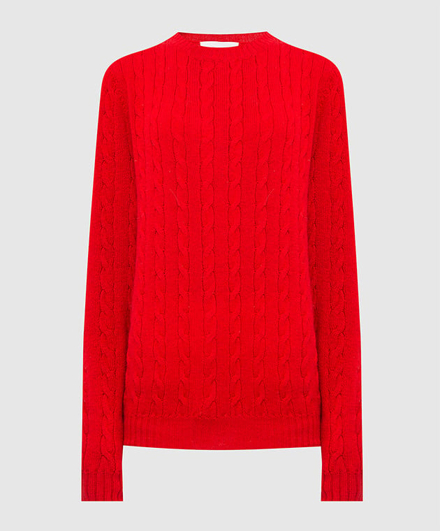 Красный свитер из шерсти мериноса в узор