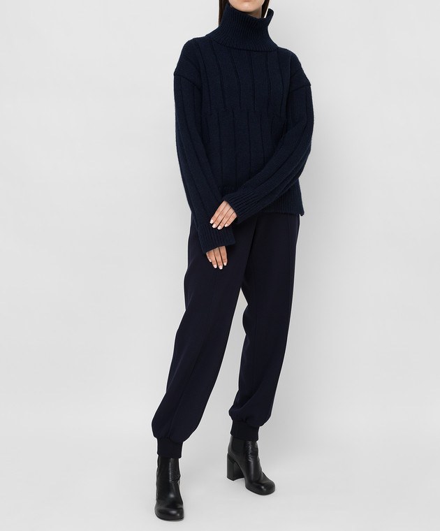 Jil Sander Темно-синій светр з вовни і альпаки з розрізами JSPT752055WTY21278 зображення 2