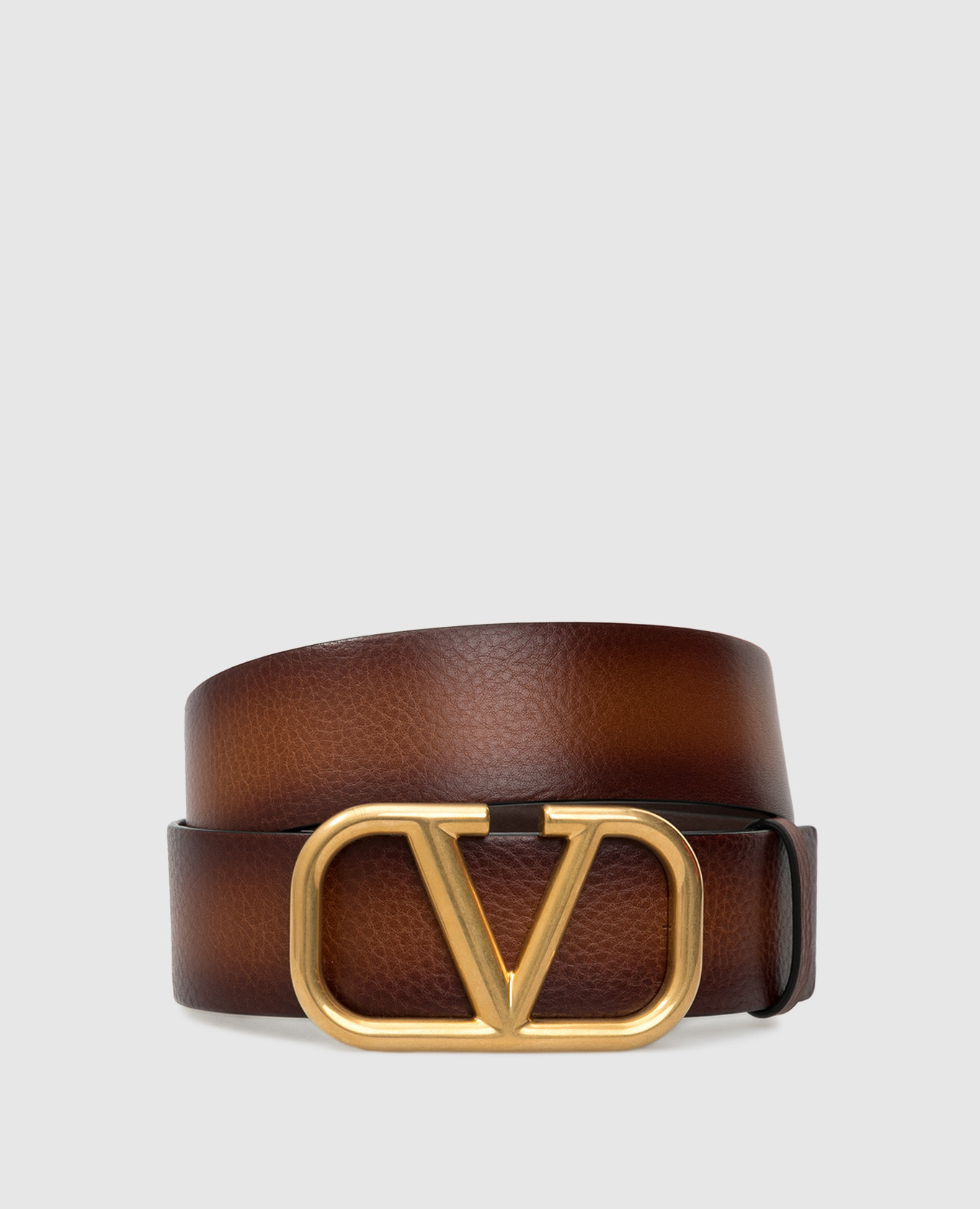 

Ремень "VLogo Signature" из кожи вачетта в технике тампонато Valentino, Тёмно-коричневый, Ремни