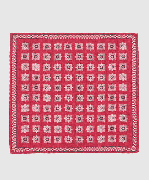 Brunello Cucinelli Burgundy patterned silk scarf MQ8440091